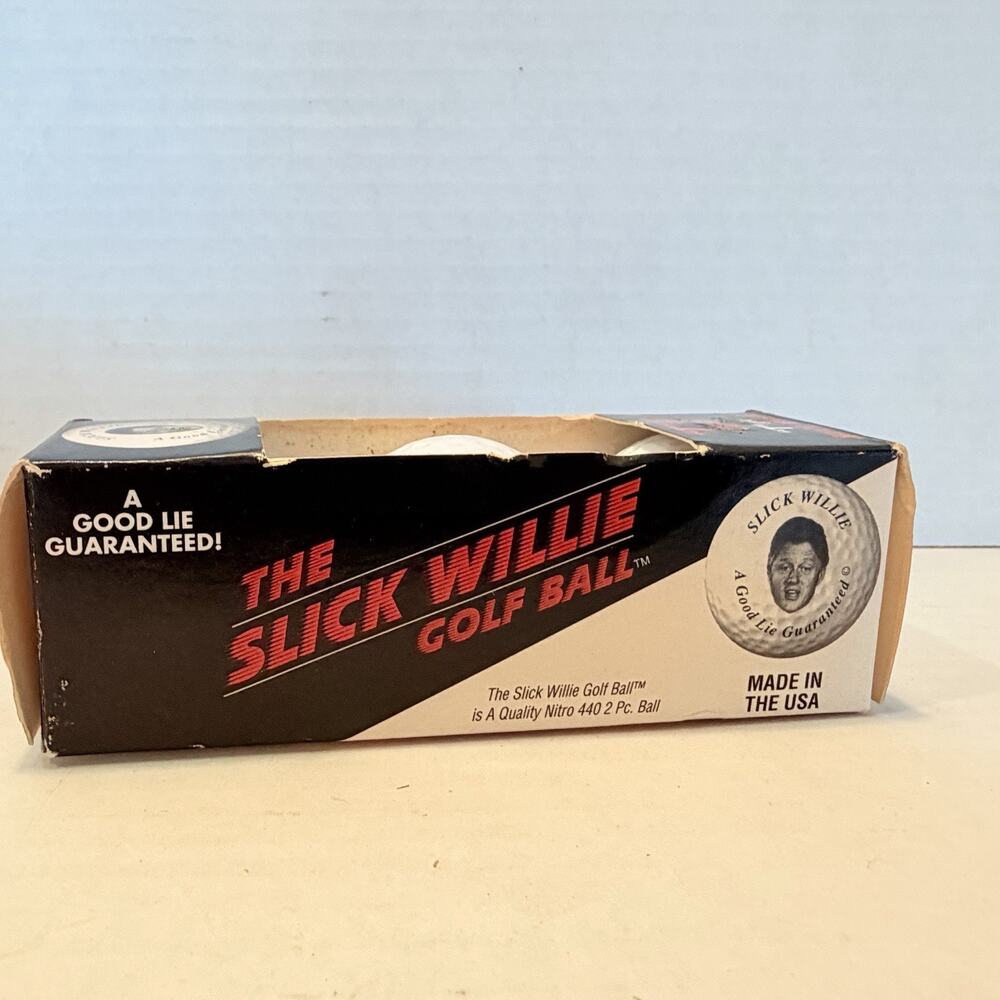 Golf Balls- Slick Willie sleeve of 3 balls, “A Good Lie Guaranteed”